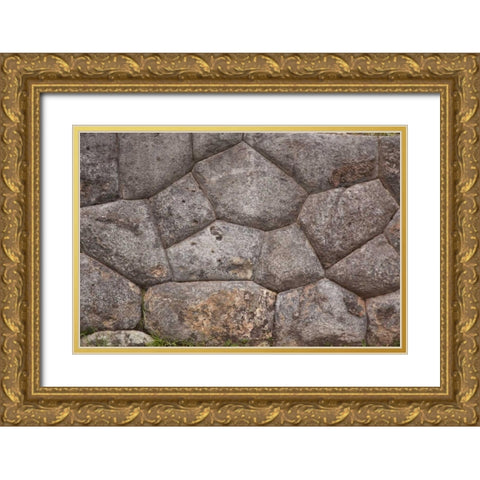 Peru, Cuzco Inca wall at Fort Sacsayhuaman ruins Gold Ornate Wood Framed Art Print with Double Matting by Kaveney, Wendy
