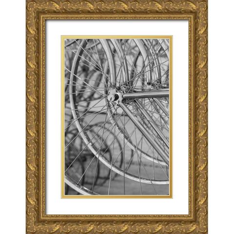 Metal bicycle wheels Gold Ornate Wood Framed Art Print with Double Matting by Hopkins, Cindy Miller