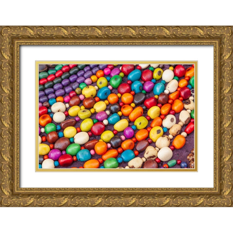 Argentina- Buenos Aires. Colorful beads. Gold Ornate Wood Framed Art Print with Double Matting by Haseltine, Tom