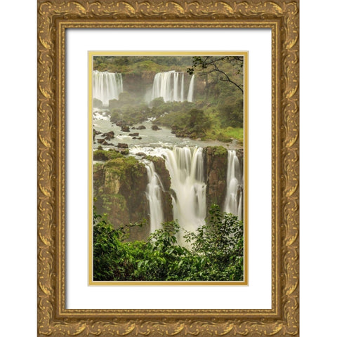Brazil-Iguazu Falls Landscape of waterfalls  Gold Ornate Wood Framed Art Print with Double Matting by Jaynes Gallery