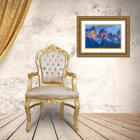 Chile, Torres del Paine NP The Horns mountains Gold Ornate Wood Framed Art Print with Double Matting by Illg, Cathy and Gordon