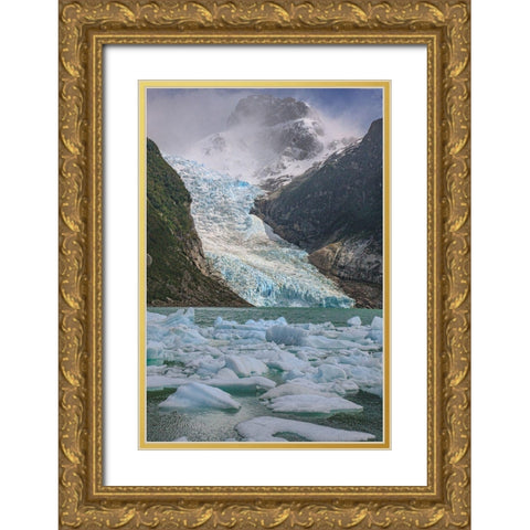 The Serrano glacier is one of the main attractions found in Parc Nacional Bernardo Higgins in Chile Gold Ornate Wood Framed Art Print with Double Matting by Ostrowitz, Mallorie
