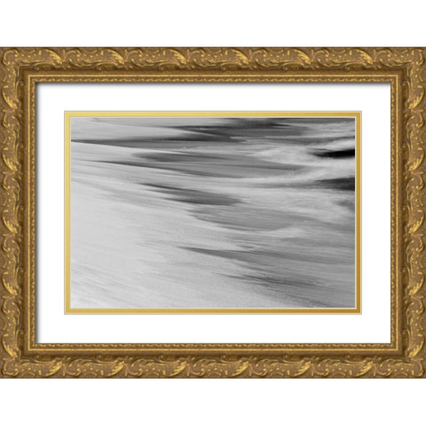 Surf pattern washing up on white sandy beach-Espanola Island-Galapagos Islands-Ecuador Gold Ornate Wood Framed Art Print with Double Matting by Jones, Adam