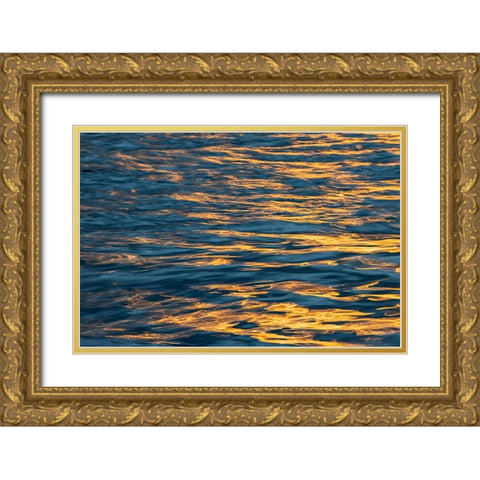 Sunset light on waters off Santa Cruz Island-Galapagos Islands-Ecuador Gold Ornate Wood Framed Art Print with Double Matting by Jones, Adam