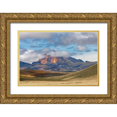 Distant mountain and clouds at high elevation-Antisana Ecological Reserve-Ecuador Gold Ornate Wood Framed Art Print with Double Matting by Jones, Adam