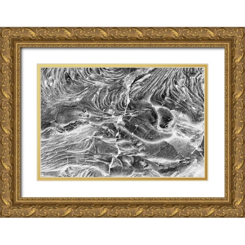Recent Pahoehoe lava flow-Sullivan Bay-Santiago Island-Galapagos Islands-Ecuador Gold Ornate Wood Framed Art Print with Double Matting by Jones, Adam