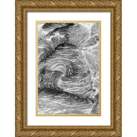 Recent Pahoehoe lava flow-Sullivan Bay-Santiago Island-Galapagos Islands-Ecuador Gold Ornate Wood Framed Art Print with Double Matting by Jones, Adam