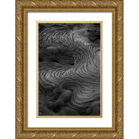 Recent Pahoehoe lava flow-Sullivan Bay-Santiago Island-Galapagos Islands-Ecuador Gold Ornate Wood Framed Art Print with Double Matting by Jones, Adam