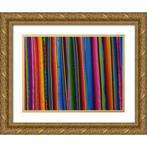 Guatemala, Colorful fabric Gold Ornate Wood Framed Art Print with Double Matting by Kirkland, Dennis