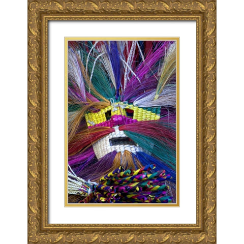 Mexico, San Miguel de Allende, Mask at market Gold Ornate Wood Framed Art Print with Double Matting by Rotenberg, Nancy