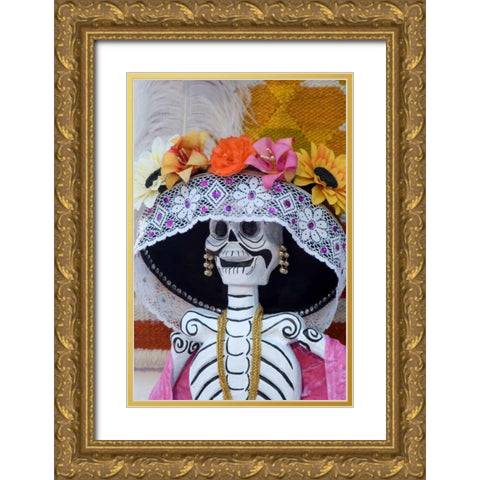 Mexico, Skeleton at Day of The Dead festival Gold Ornate Wood Framed Art Print with Double Matting by Rotenberg, Nancy