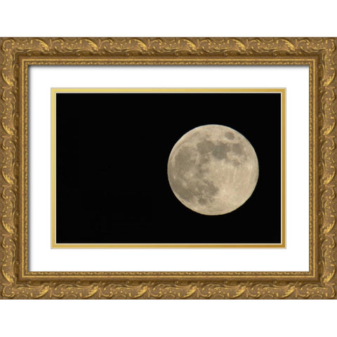 Full moon with yellowish hue to right of frame Gold Ornate Wood Framed Art Print with Double Matting by Morris, Arthur