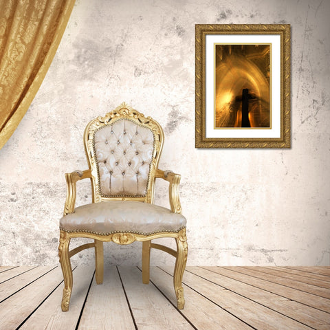 Mexico Abstract of cross in front of church Gold Ornate Wood Framed Art Print with Double Matting by Rotenberg, Nancy