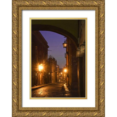 Mexico, San Miguel de Allende Street Lanterns Gold Ornate Wood Framed Art Print with Double Matting by Rotenberg, Nancy
