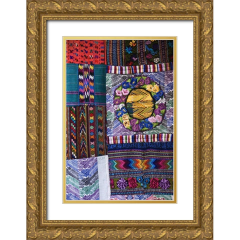 Mexico Colorful textiles Gold Ornate Wood Framed Art Print with Double Matting by Rotenberg, Nancy
