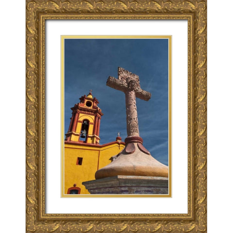 Mexico, Bernal Iglesia de San Sebastian church Gold Ornate Wood Framed Art Print with Double Matting by Rotenberg, Nancy