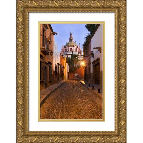 Mexico Early morning street scene Gold Ornate Wood Framed Art Print with Double Matting by Rotenberg, Nancy