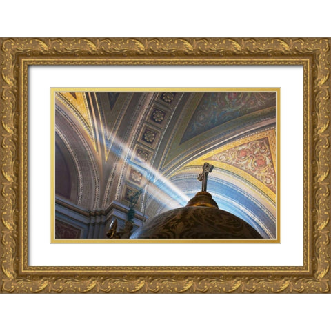 Mexico, Morelia Rays into Roman Catholic church Gold Ornate Wood Framed Art Print with Double Matting by Rotenberg, Nancy