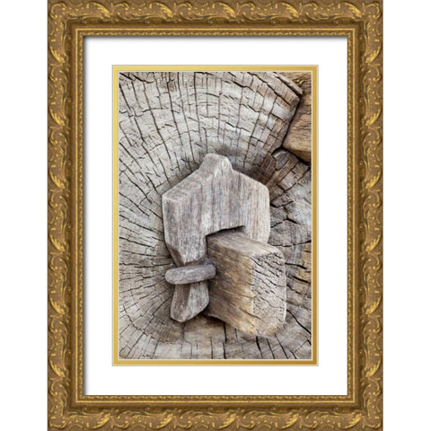 Mexico, Tecate Wooden bench at Rancho La Purerta Gold Ornate Wood Framed Art Print with Double Matting by Paulson, Don