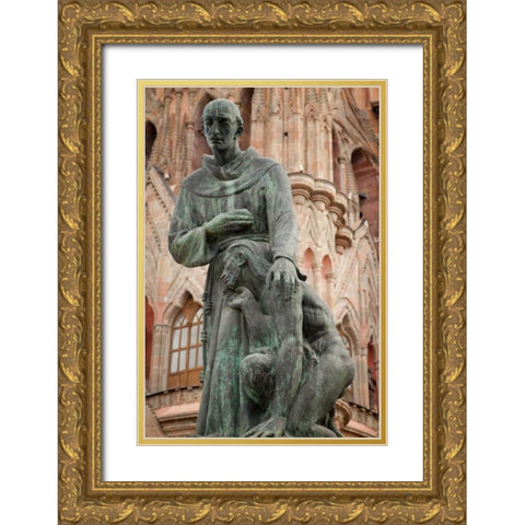 Mexico Statue of Fray Juan de San Miguel Gold Ornate Wood Framed Art Print with Double Matting by Paulson, Don