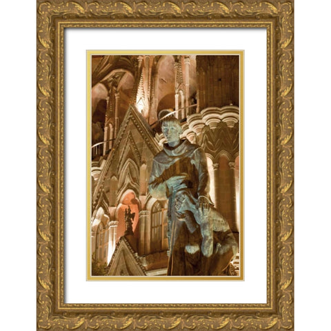 Mexico Statue of Fray Juan de San Miguel Gold Ornate Wood Framed Art Print with Double Matting by Paulson, Don