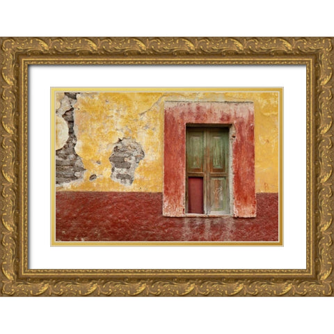 Mexico Window in colorful wall Gold Ornate Wood Framed Art Print with Double Matting by Paulson, Don