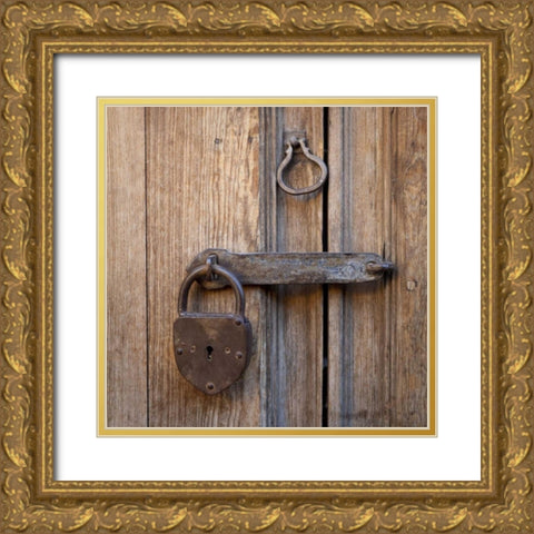 Mexico Detail of a door with antique padlock Gold Ornate Wood Framed Art Print with Double Matting by Paulson, Don