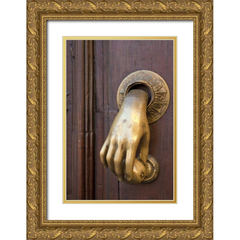 Mexico Detail of a door and door knocker Gold Ornate Wood Framed Art Print with Double Matting by Paulson, Don