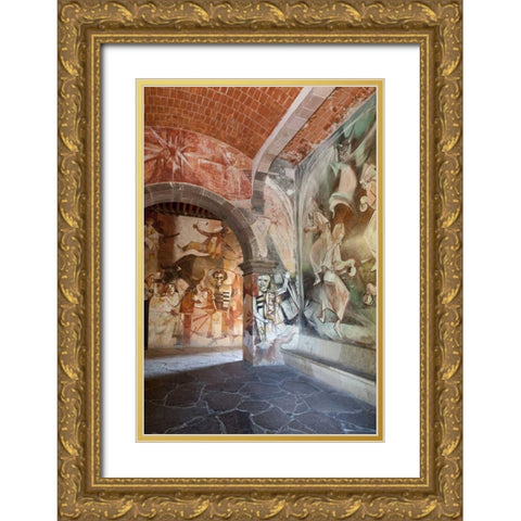 Mexico Wall paintings inside Art Institute Gold Ornate Wood Framed Art Print with Double Matting by Paulson, Don
