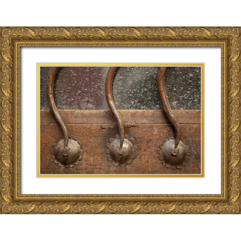 Mexico Curved metal bars on door window Gold Ornate Wood Framed Art Print with Double Matting by Paulson, Don