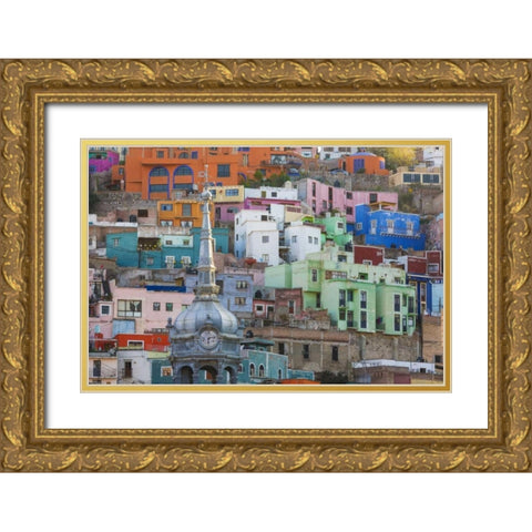 Mexico, Guanajuato View of city buildings Gold Ornate Wood Framed Art Print with Double Matting by Paulson, Don