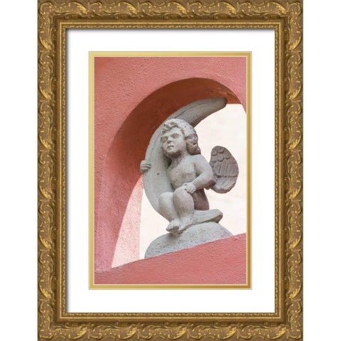 Mexico Cherub holding quarter moon Gold Ornate Wood Framed Art Print with Double Matting by Paulson, Don