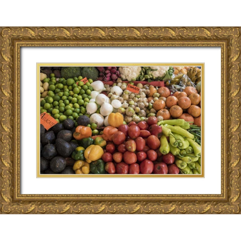 Mexico Fruits and vegetables at market Gold Ornate Wood Framed Art Print with Double Matting by Paulson, Don