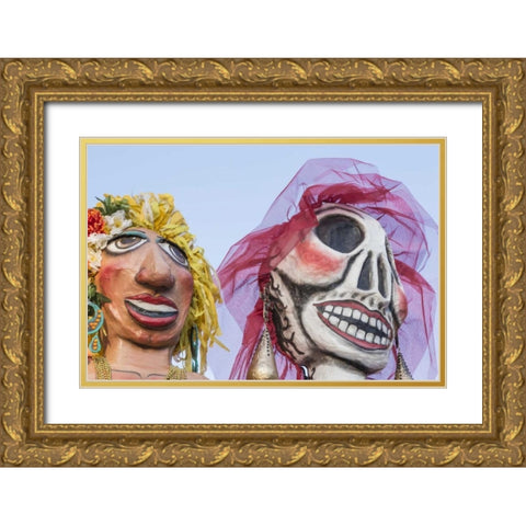 Mexico Puppets in Mojiganga music celebration Gold Ornate Wood Framed Art Print with Double Matting by Paulson, Don