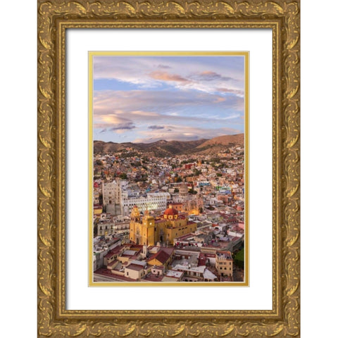 Mexico, Guanajuato Overview of city Gold Ornate Wood Framed Art Print with Double Matting by Paulson, Don