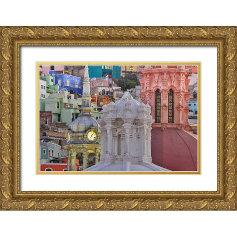 Mexico, Guanajuato Houses and church domes Gold Ornate Wood Framed Art Print with Double Matting by Paulson, Don