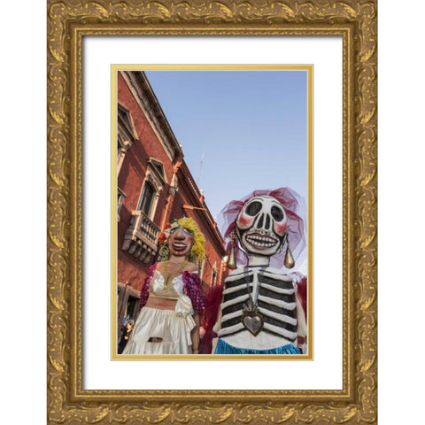 Mexico Puppets in Mojiganga music celebration Gold Ornate Wood Framed Art Print with Double Matting by Paulson, Don