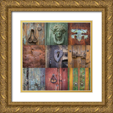 Mexico Collage of door details in city Gold Ornate Wood Framed Art Print with Double Matting by Paulson, Don