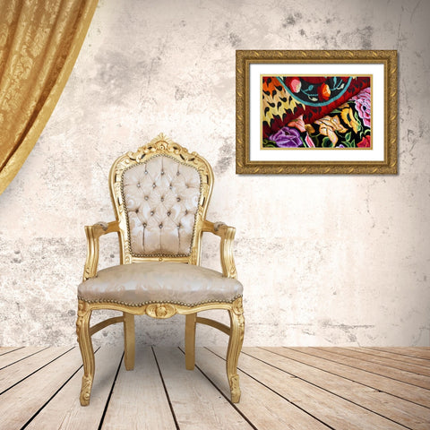 Mexico Display of colorful fabrics Gold Ornate Wood Framed Art Print with Double Matting by Rotenberg, Nancy
