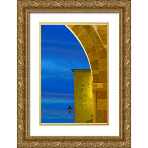 Mexico Part of Parroquia cathedral at sunset Gold Ornate Wood Framed Art Print with Double Matting by Rotenberg, Nancy