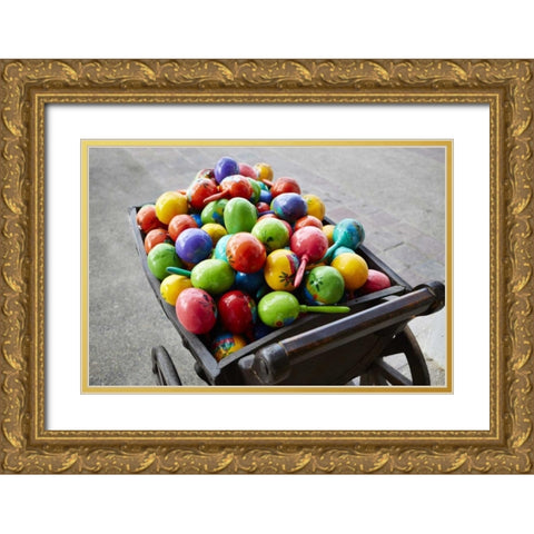 Mexico, Jalisco Maracas in vendors street cart Gold Ornate Wood Framed Art Print with Double Matting by Ross, Steve