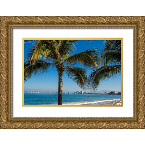 Playa Los Muertos beach-Puerto Vallarta-Jalisco-Mexico Gold Ornate Wood Framed Art Print with Double Matting by DeFreitas, Michael