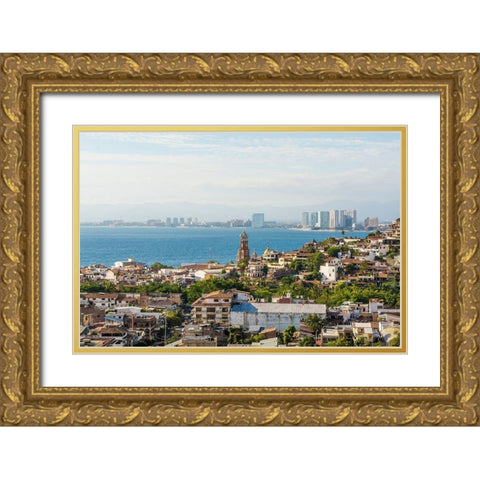 Skyline of Puerto Vallarta-Jalisco-Mexico Gold Ornate Wood Framed Art Print with Double Matting by DeFreitas, Michael