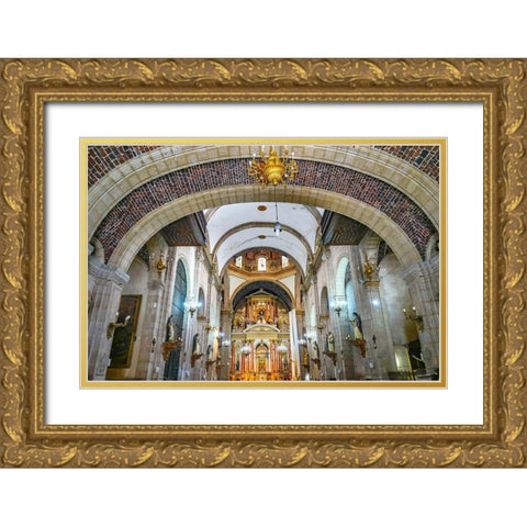 Arch entrance Basilica Altar Santo Domingo Church-Mexico City-Mexico Gold Ornate Wood Framed Art Print with Double Matting by Perry, William