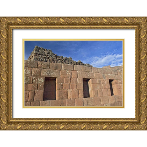 Peru, Pisac, Inca ruins Gold Ornate Wood Framed Art Print with Double Matting by Kirkland, Dennis