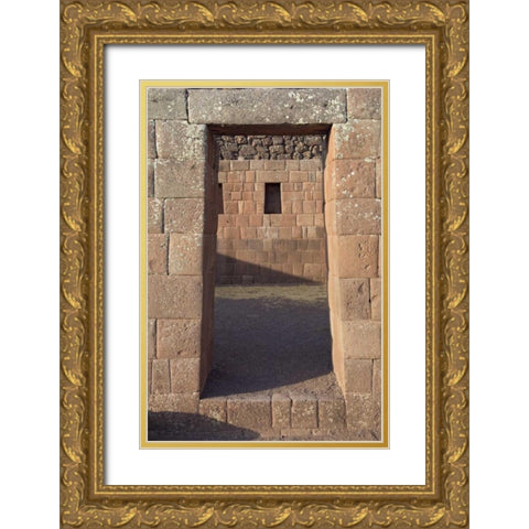 Peru, Pisac, Inca ruins Gold Ornate Wood Framed Art Print with Double Matting by Kirkland, Dennis