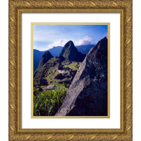 Peru, Andes Mountains Ruins of Machu Picchu Gold Ornate Wood Framed Art Print with Double Matting by Zuckerman, Jim