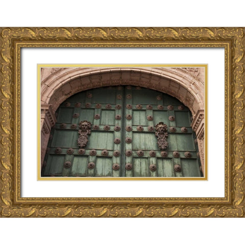 Peru, Cuzco The door of a Jesuit church Gold Ornate Wood Framed Art Print with Double Matting by Kaveney, Wendy