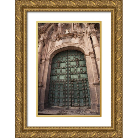 Peru, Cuzco The door of a Jesuit church Gold Ornate Wood Framed Art Print with Double Matting by Kaveney, Wendy