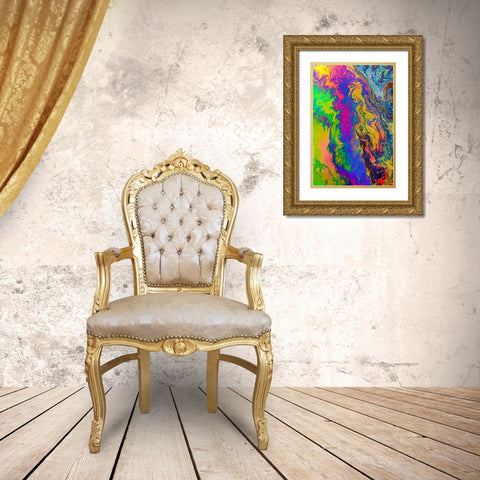 Abstract pattern in oil spilled in small stream-Costa Rica Gold Ornate Wood Framed Art Print with Double Matting by Jones, Adam